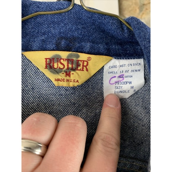 VTG Rustler Denim Jean Jacket Size Youth Kid’s Medium Button Down Made in USA - Picture 2 of 9